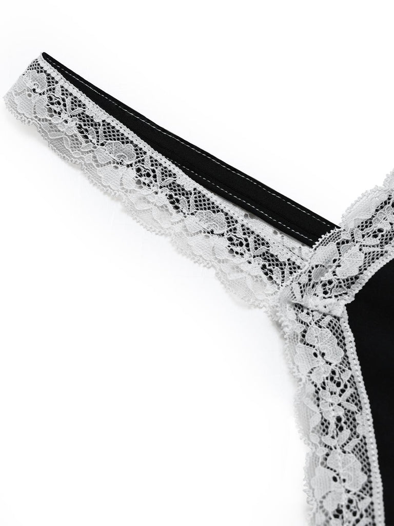 [Pre-Sale] Black White 1960s Lace Bow Dress 7