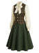 [Pre-Sale] 3PCS 1940s Bow Tie Blouse & Plaid Vest & A Line Skirt