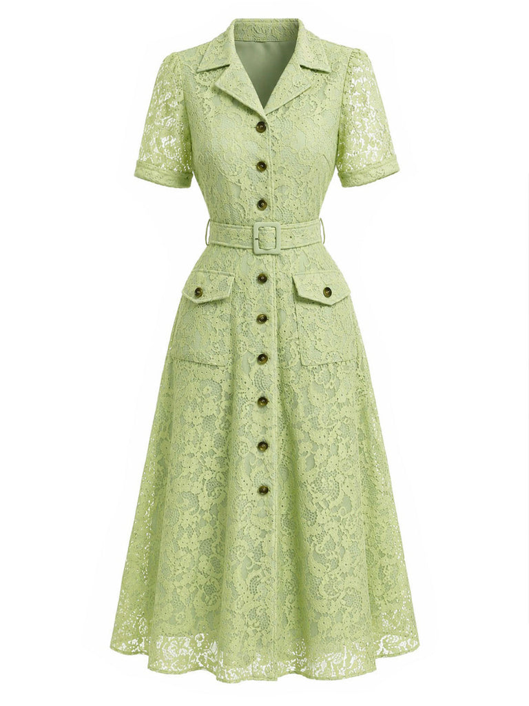 [Pre-Sale] Chartreuse 1960s Lace Dress 2