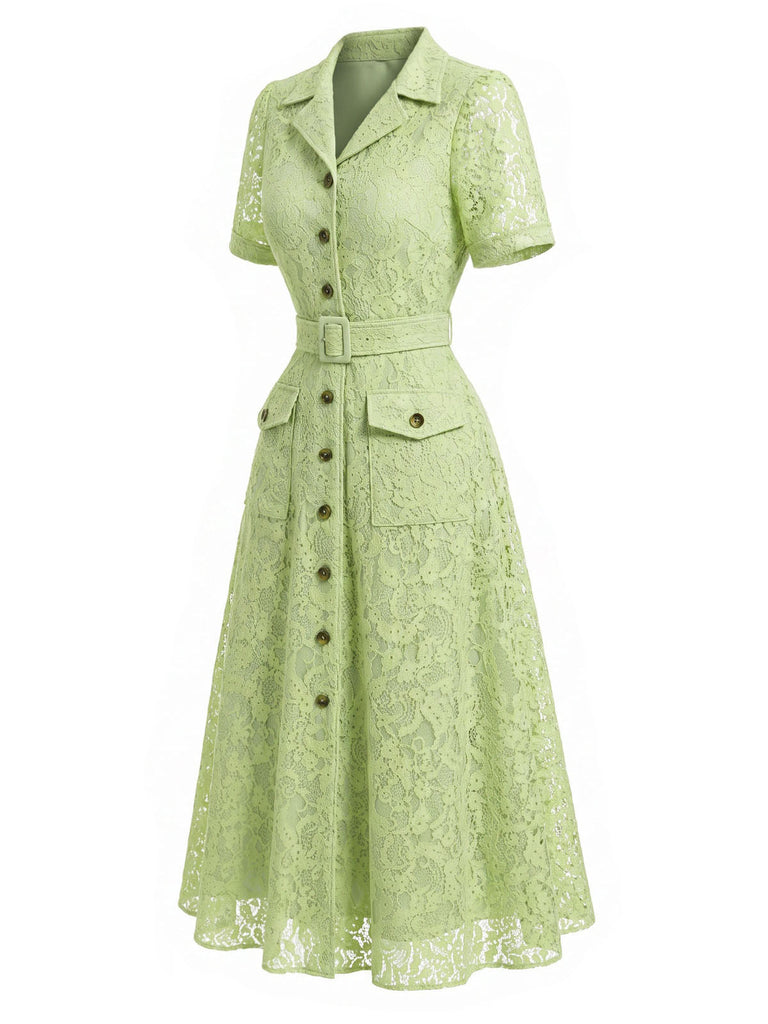 [Pre-Sale] Chartreuse 1960s Lace Dress 3