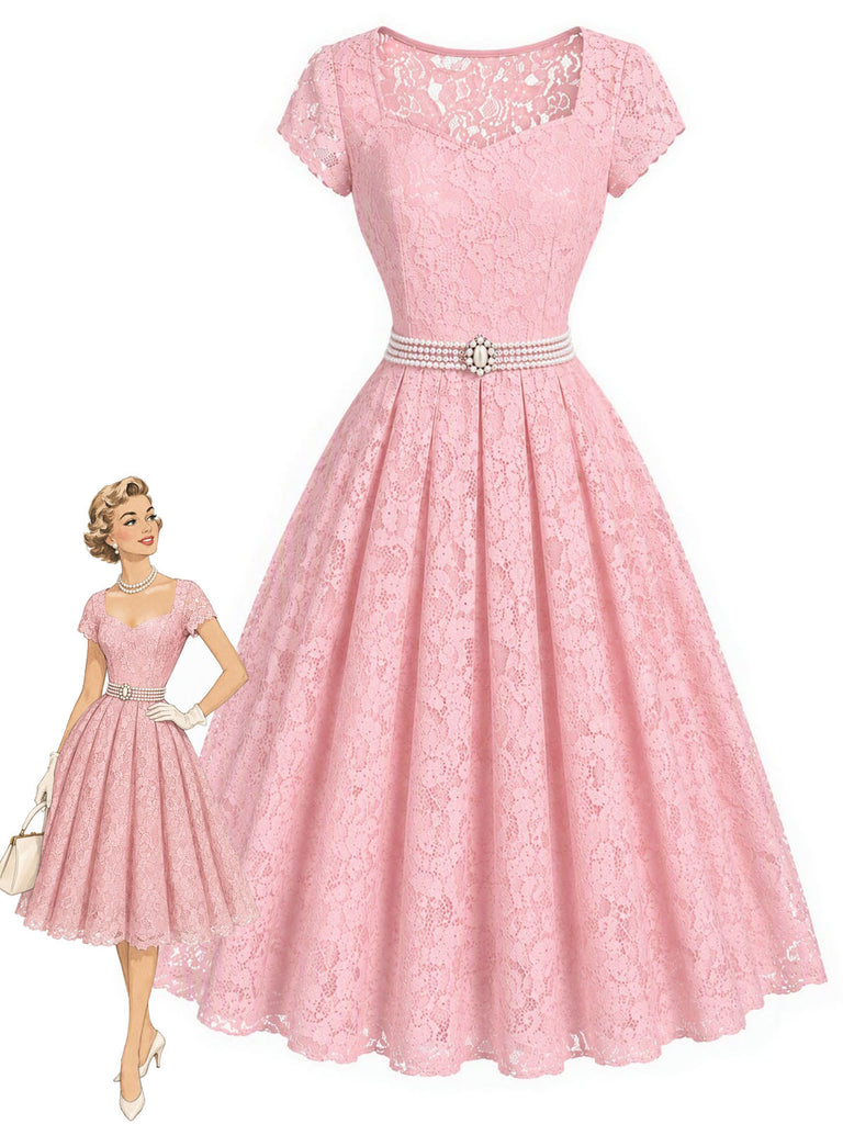 [Pre-Sale] Pink 1950s Lace Dress 8