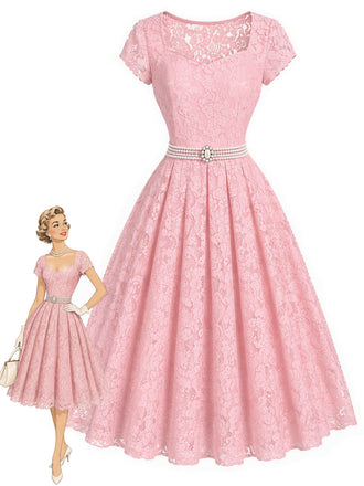 [Pre-Sale] Pink 1950s Lace Dress 8