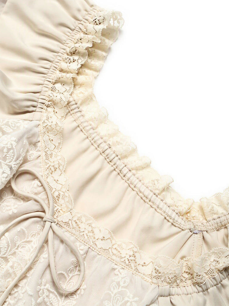 [Pre-Sale] Beige 1970s Lace Ruffle Blouse 11