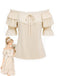 [Pre-Sale] Beige 1970s Lace Ruffle Blouse