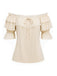 [Pre-Sale] Beige 1970s Lace Ruffle Blouse 3