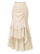 [Pre-Sale] 2PCS Beige 1970s Off‑Shoulder Lace Ruffle Top & Asymmetric Skirt
