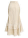 [Pre-Sale] 2PCS Beige 1970s Off‑Shoulder Lace Ruffle Top & Asymmetric Skirt