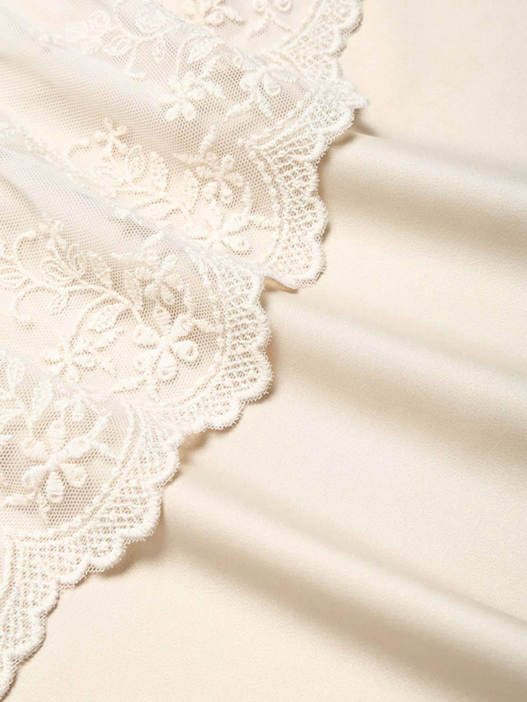 [Pre-Sale] 2PCS Beige 1970s Off‑Shoulder Lace Ruffle Top & Asymmetric Skirt