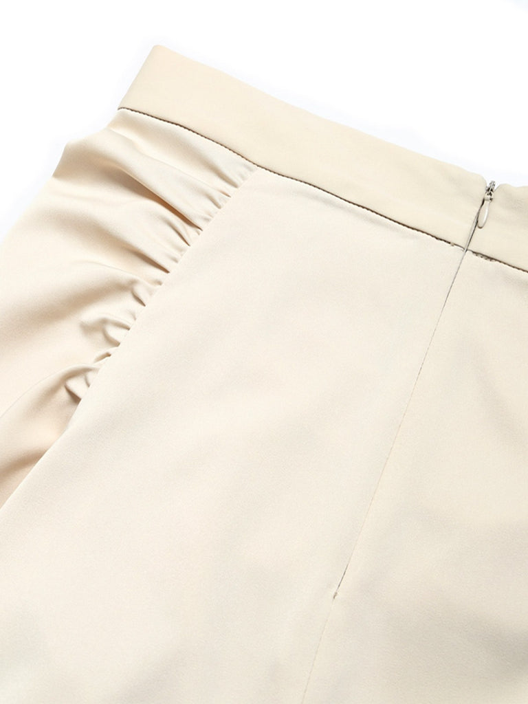 [Pre-Sale] 2PCS Beige 1970s Off‑Shoulder Lace Ruffle Top & Asymmetric Skirt