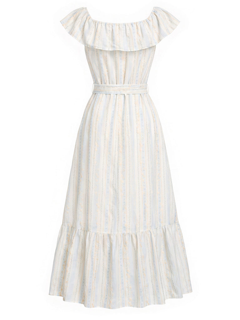 [Pre-Sale] Dark Pink 1940s Floral Ruffle Dress 3