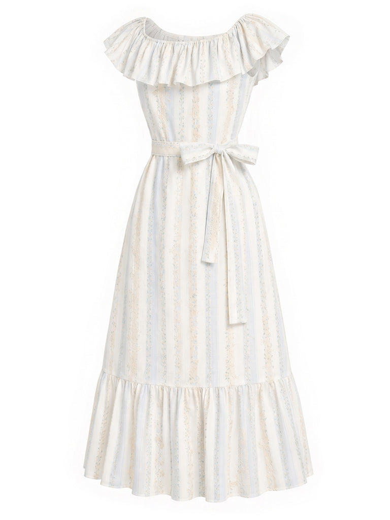 [Pre-Sale] Dark Pink 1940s Floral Ruffle Dress 4