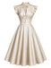 Beige 1950s V Neck Dress 2