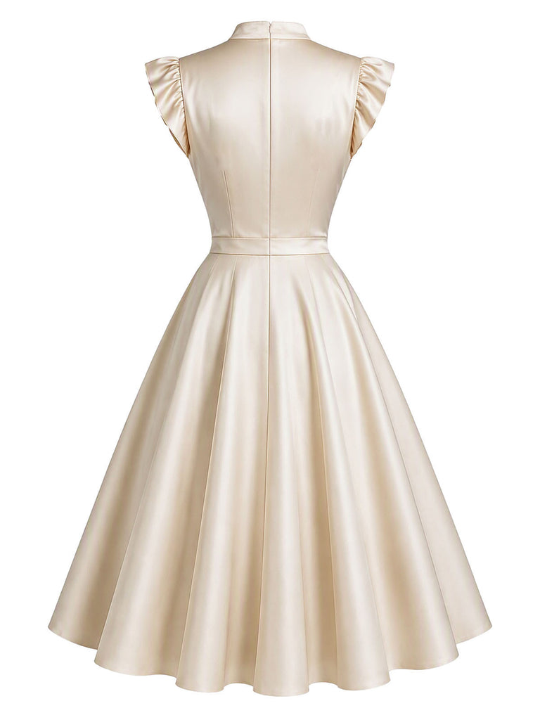Beige 1950s V Neck Dress 3