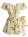 Yellow 1980s Off-Shoulder Ruffle Lemon Romper