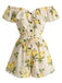 Yellow 1980s Off-Shoulder Ruffle Lemon Romper
