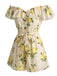 Yellow 1980s Off-Shoulder Ruffle Lemon Romper