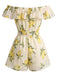 Yellow 1980s Off-Shoulder Ruffle Lemon Romper