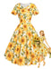 [Pre-Sale] Yellow 1950s Sunflower Print Peter Pan Collar Swing Dress