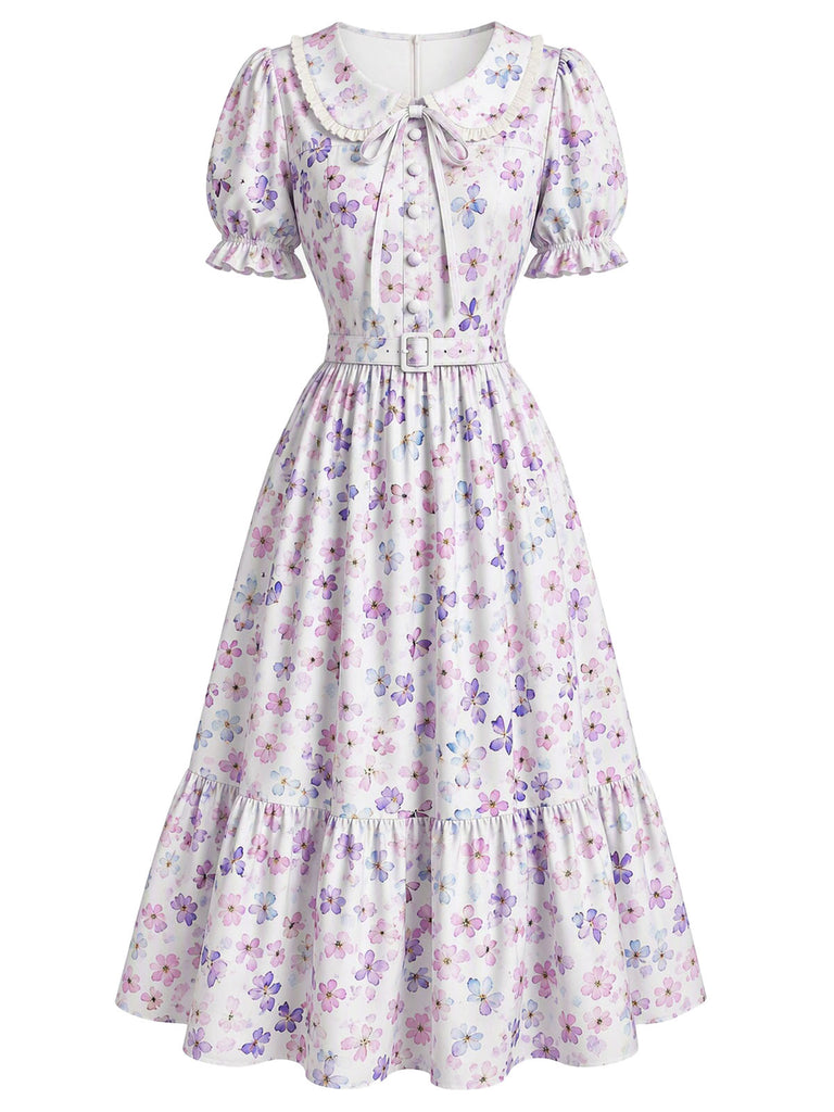 Purple Grey 1940s Dress 2