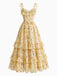 [Pre-Sale] Midium Yellow 1950s Floral Ruffle Dress 3