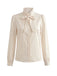 [Pre-Sale] Ivory 1940s Bow Tie Ruffle Collar Blouse