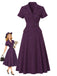 Deep Purple 1940s Pinstripe Belted Shirt Collar Midi Dress