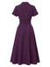 Deep Purple 1940s Pinstripe Belted Shirt Collar Midi Dress