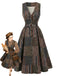 [Pre-Sale] Brown Floral V Neck Dress 1