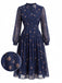 Deep Blue 1940s Floral Dress