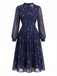 Deep Blue 1940s Floral Dress 2