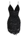 Black 1960s Halloween Distressed Hollow Out Cami Dress