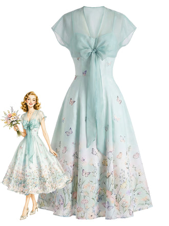 [Pre-Sale] Light Blue 1940s Floral Vintage Dress