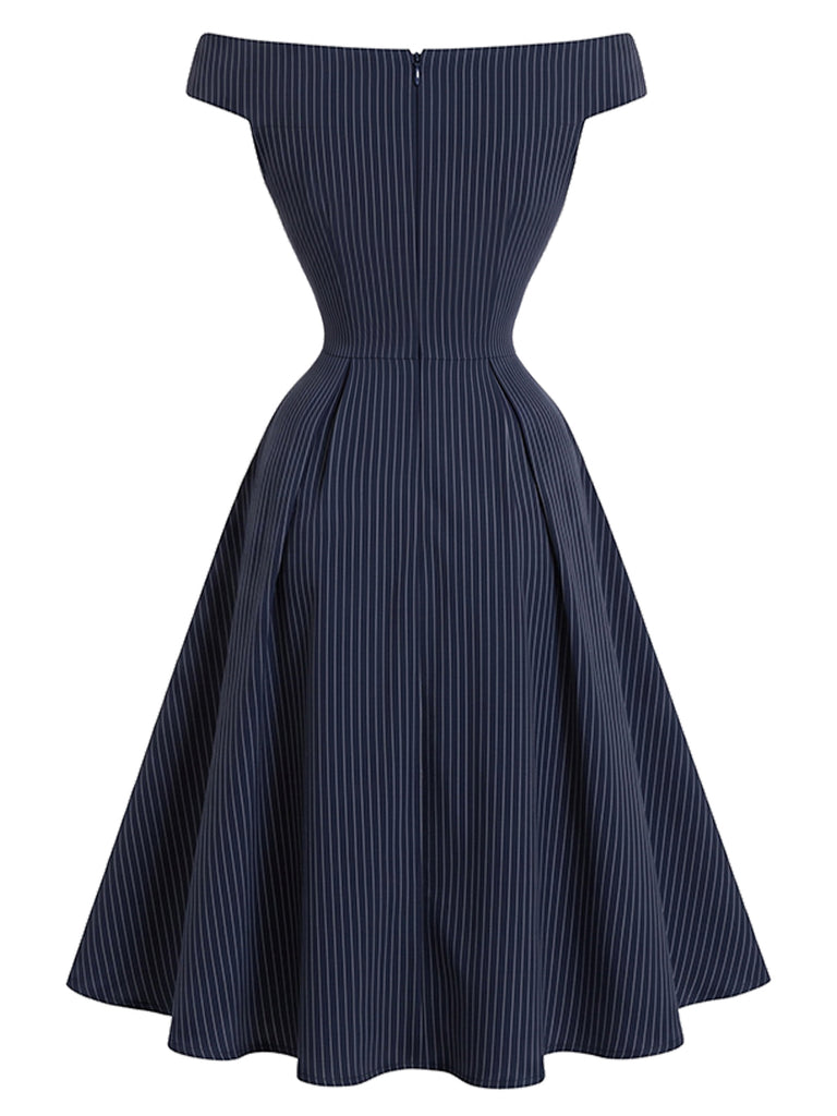 [Pre-Sale] 1950s Striped Off Shoulder Midi Dress 3