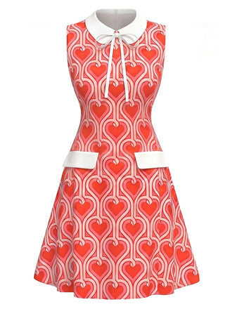 [Pre-Sale] Orange Red 1960s Heart Peter Pan Collar Dress