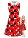 [Pre-Sale] True Red 1960s Plaid Floral Bow Dress