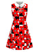 [Pre-Sale] True Red 1960s Plaid Floral Bow Dress 2