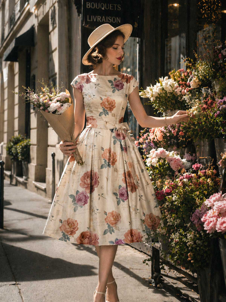 [Pre-Sale] 1950s Floral Vintage Classic Dress 4