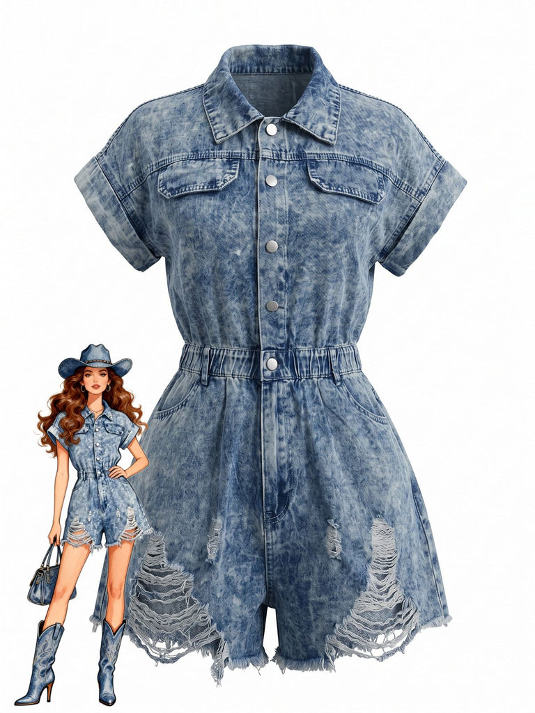 Black 1950s Denim Jumpsuit 4