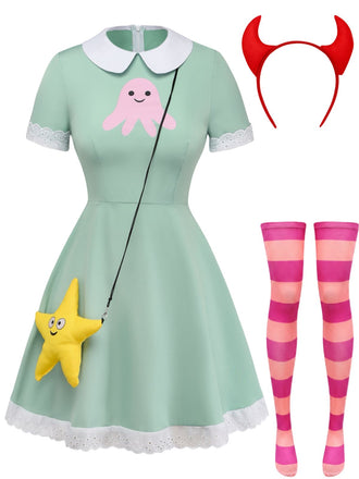 Green 1950s V Neck Dress