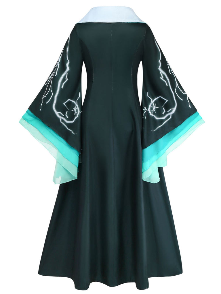 Green 1940s V Neck Dress 3