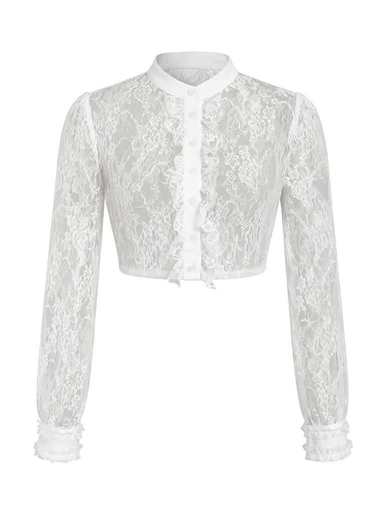 White 1950s Lace Blouse