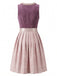 Dark Pink 1950s Floral Square Neck Dress 2