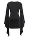 Black 1970s V Neck Dress 4
