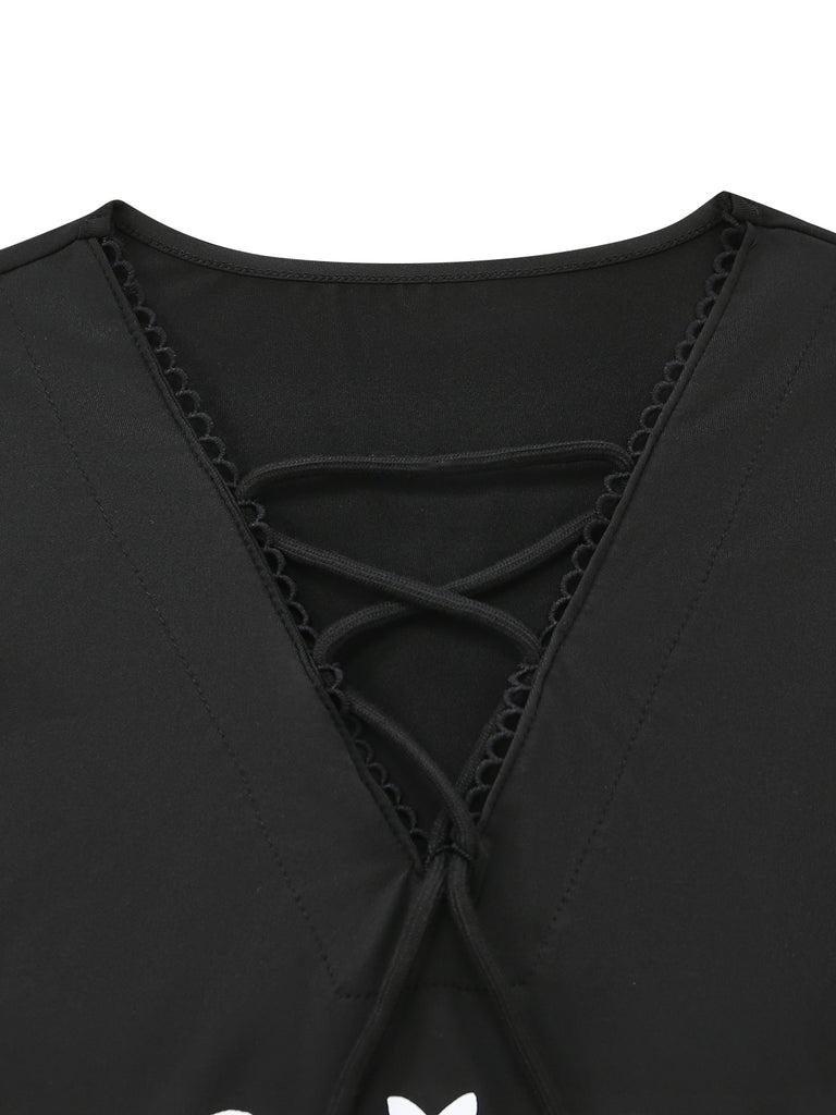 Black 1970s V Neck Dress 5