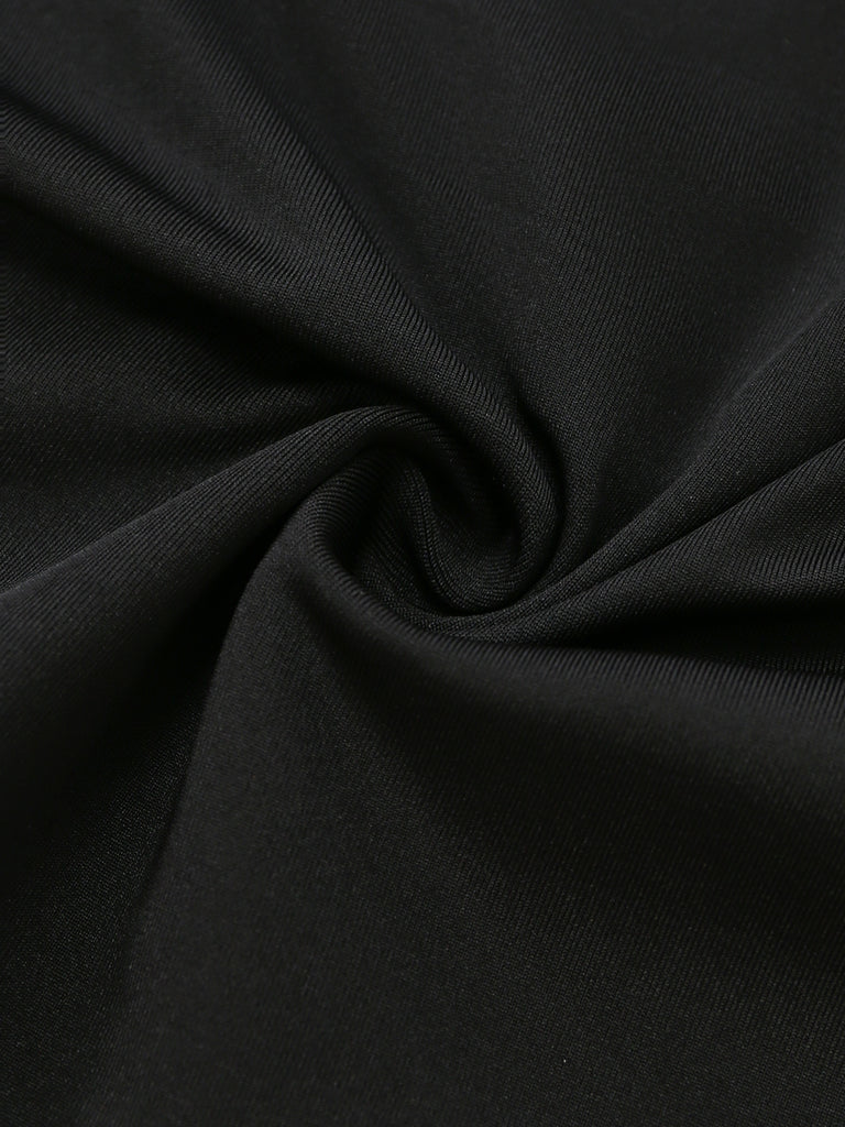 Black 1970s V Neck Dress 8