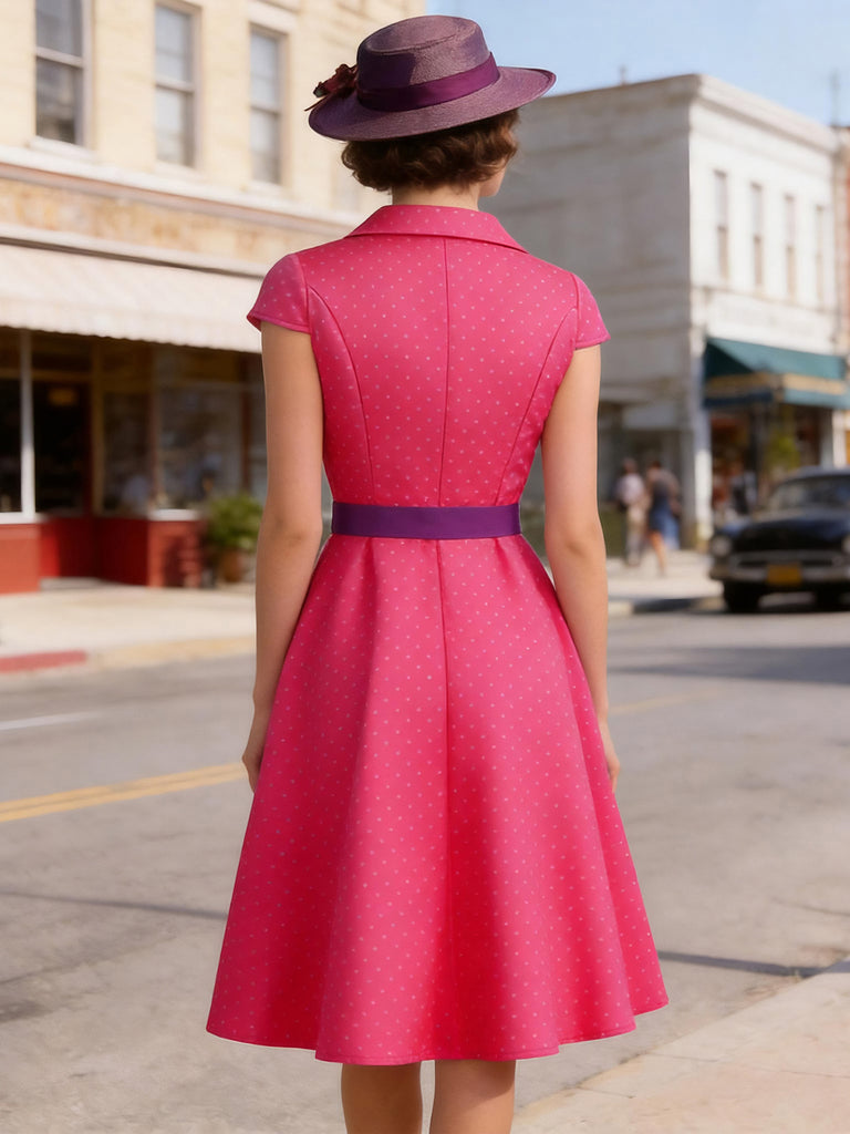 1950s Polka Dot Belted Dress 11