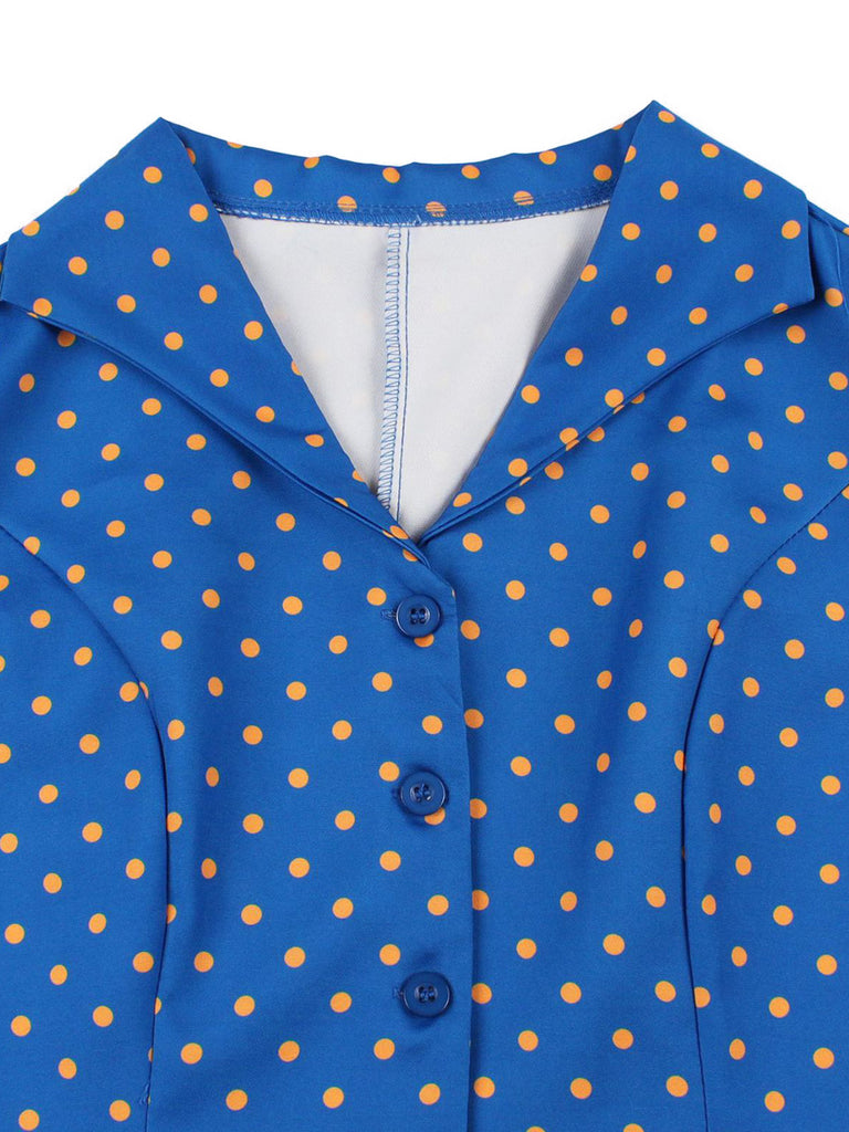 1950s Polka Dot Belted Dress 6