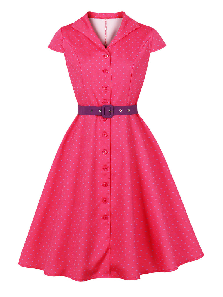 1950s Polka Dot Belted Dress 8