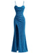 1930s Sparkle Cowl Neck Corset High Slit Mermaid Dress