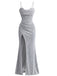 1930s Sparkle Cowl Neck Corset High Slit Mermaid Dress